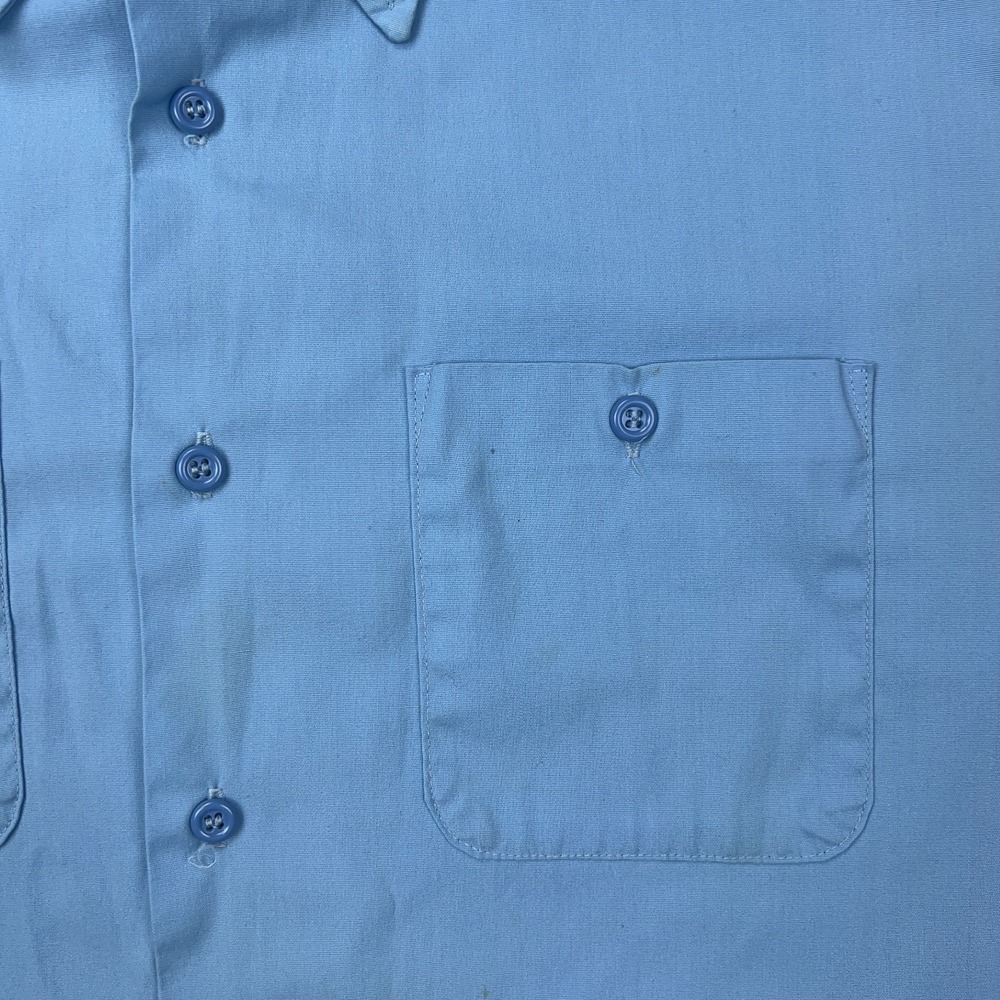 VTG Big Mac Shirt Mens XL Tall Blue Canvas Short Sleeve‎ Button Up Work USA 90s - Picture 5 of 12